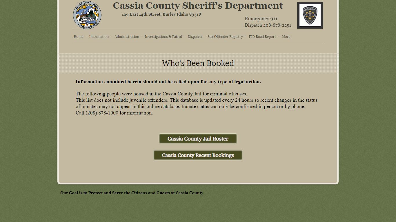 Who's Been Booked - Cassia County Sheriff's Office